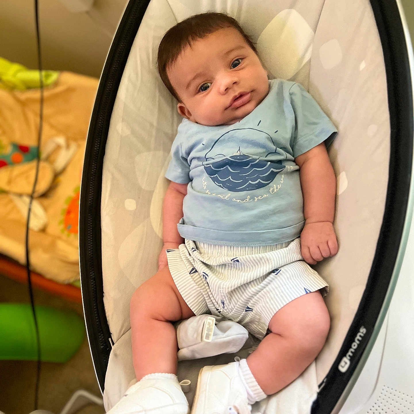 Akoa joined the competition — help win amazing prizes! baby, bed, clothing, crib, cushion, face, footwear, furniture, head, homedecor, indoors, infantbed, pants, person, photography, portrait, shoe, shorts, sitting, t_shirt