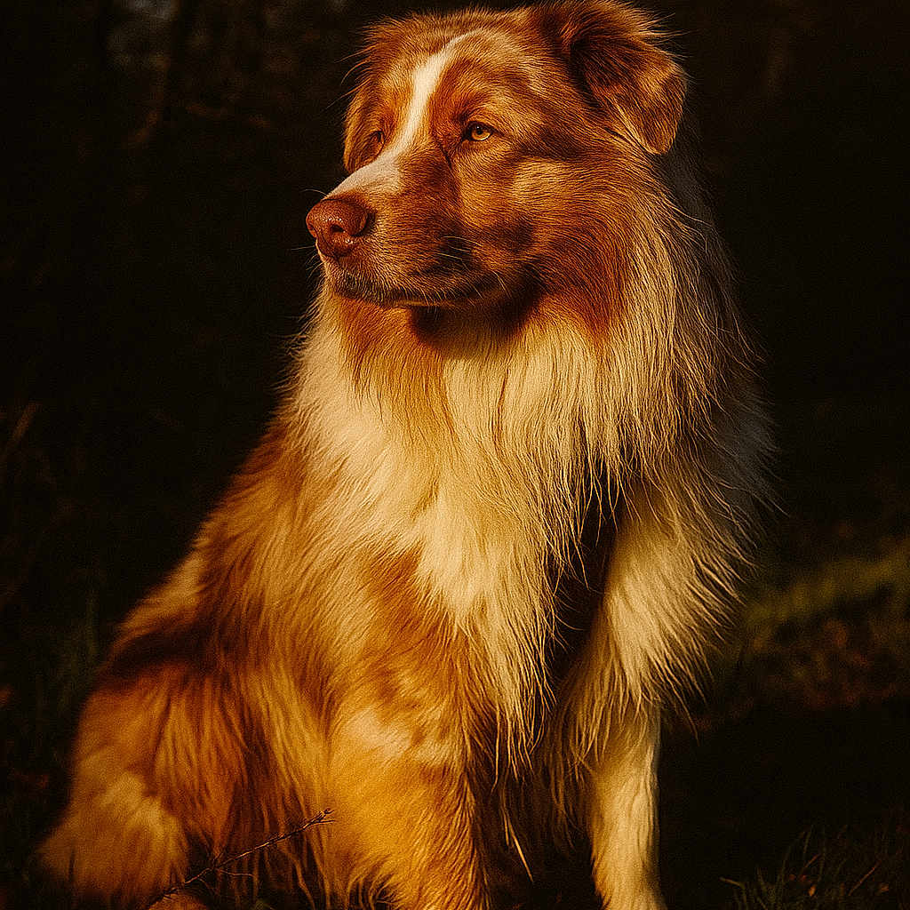 Toupy De Castely a rejoint le concours — aidez-le/la à gagner de superbes lots ! animal, background_blur, calm, canine, dog, fluffy, fur, golden_brown, grass, looking_away, mammal, natural_light, nature, outdoor, pet, portrait, shadow, sitting, sunlight, white