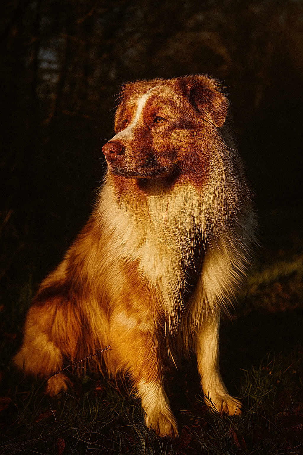 Toupy De Castely a rejoint le concours — aidez-le/la à gagner de superbes lots ! dog, animal, outdoor, nature, golden_brown, white, fur, sitting, portrait, canine, grass, sunlight, shadow, pet, mammal, looking_away, fluffy, background_blur, natural_light, calm