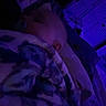 baby, bed, bedroom, blanket, blanket_pattern, child, cozy, face, furniture, head, indoor, infant, pacifier, person, purple_light, quiet, rest, sleeping, soft_lighting, toddler