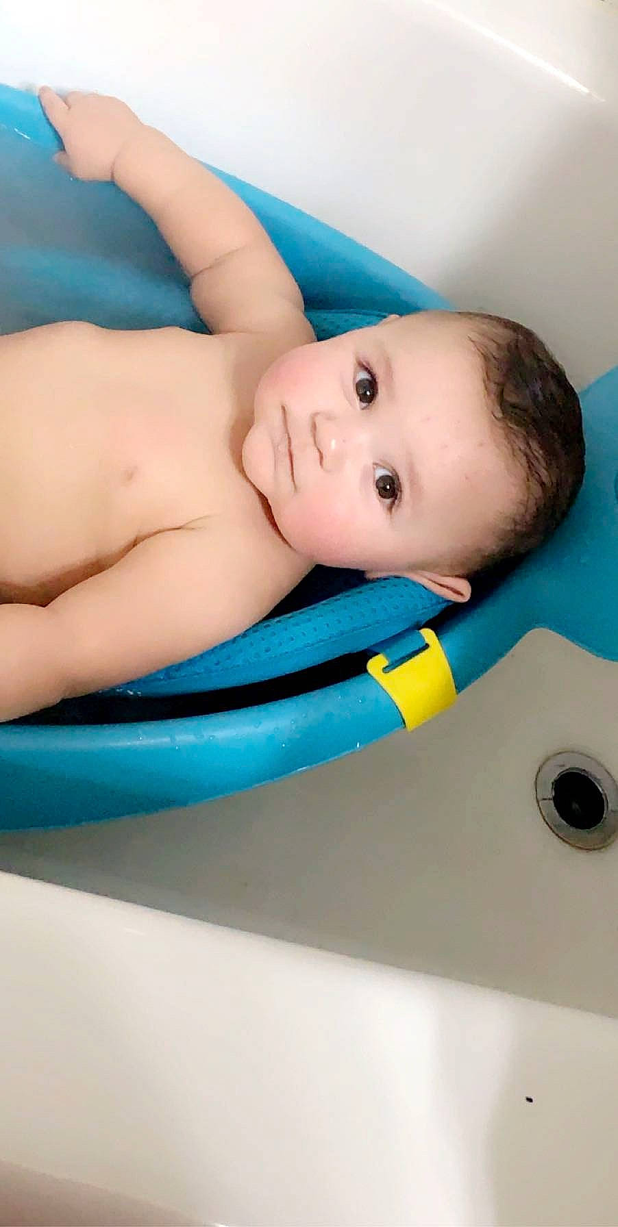 Lorenzo joined the competition — help win amazing prizes! baby, bathing, bathtub, child, person, skin, stomach, toddler, turquoise
