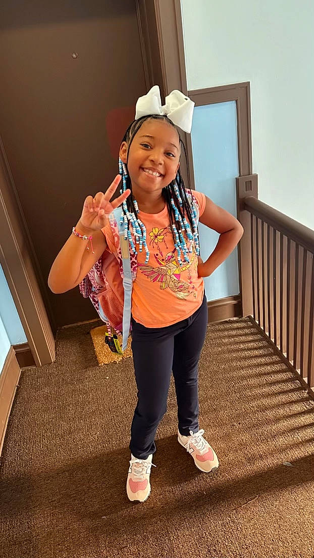 Azya joined the competition — help win amazing prizes! electric_blue, event, fashion_accessory, fashion_design, fun, happy, human_leg, jewellery, joy, knee, leisure, magenta, necklace, person, sleeve, smile, standing, t_shirt, thigh, toddler