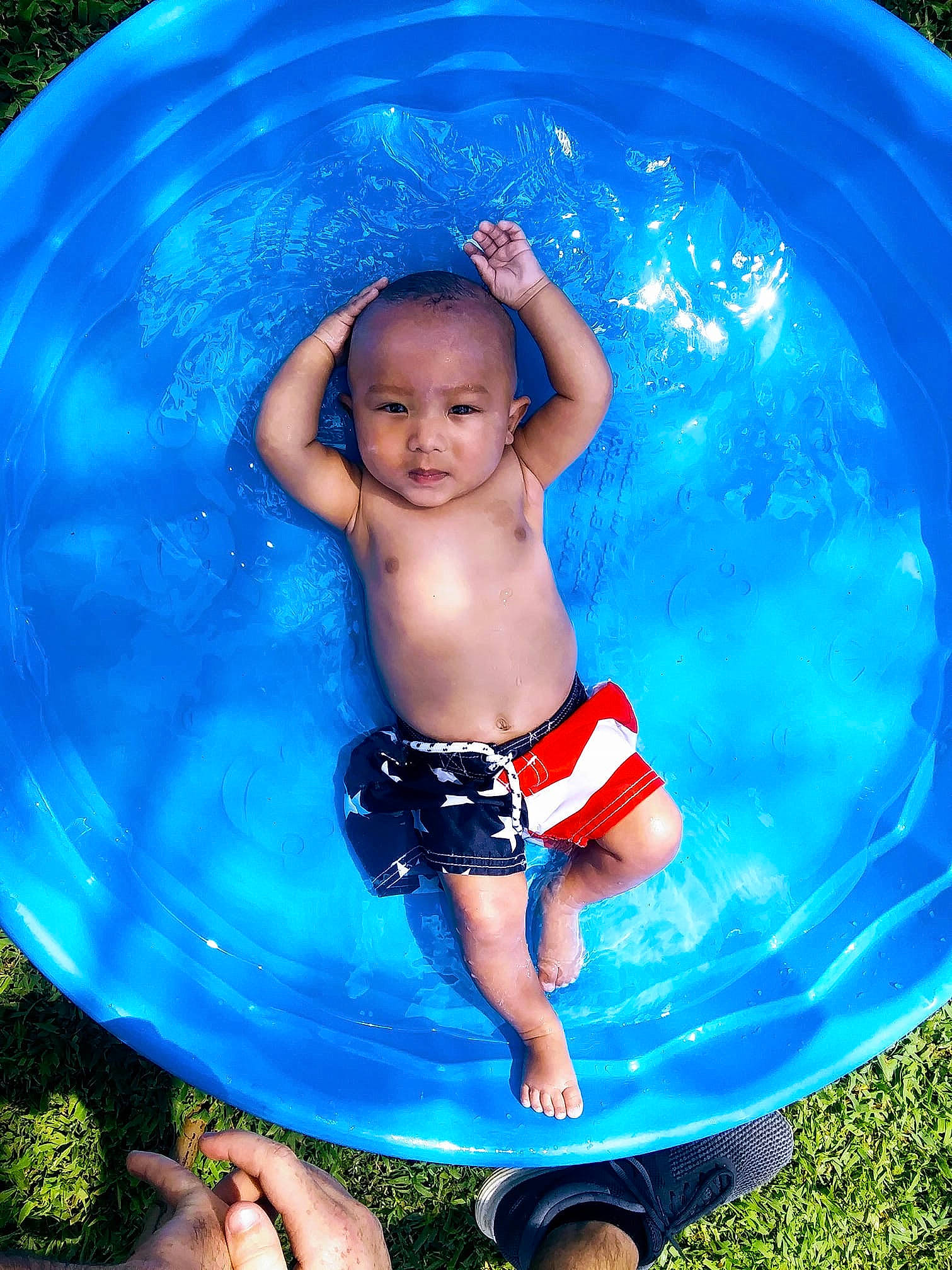 Jeremyah joined the competition — help win amazing prizes! blue, child, fun, games, inflatable, leisure, person, play, product, recreation, smile, summer, toddler, vacation, water