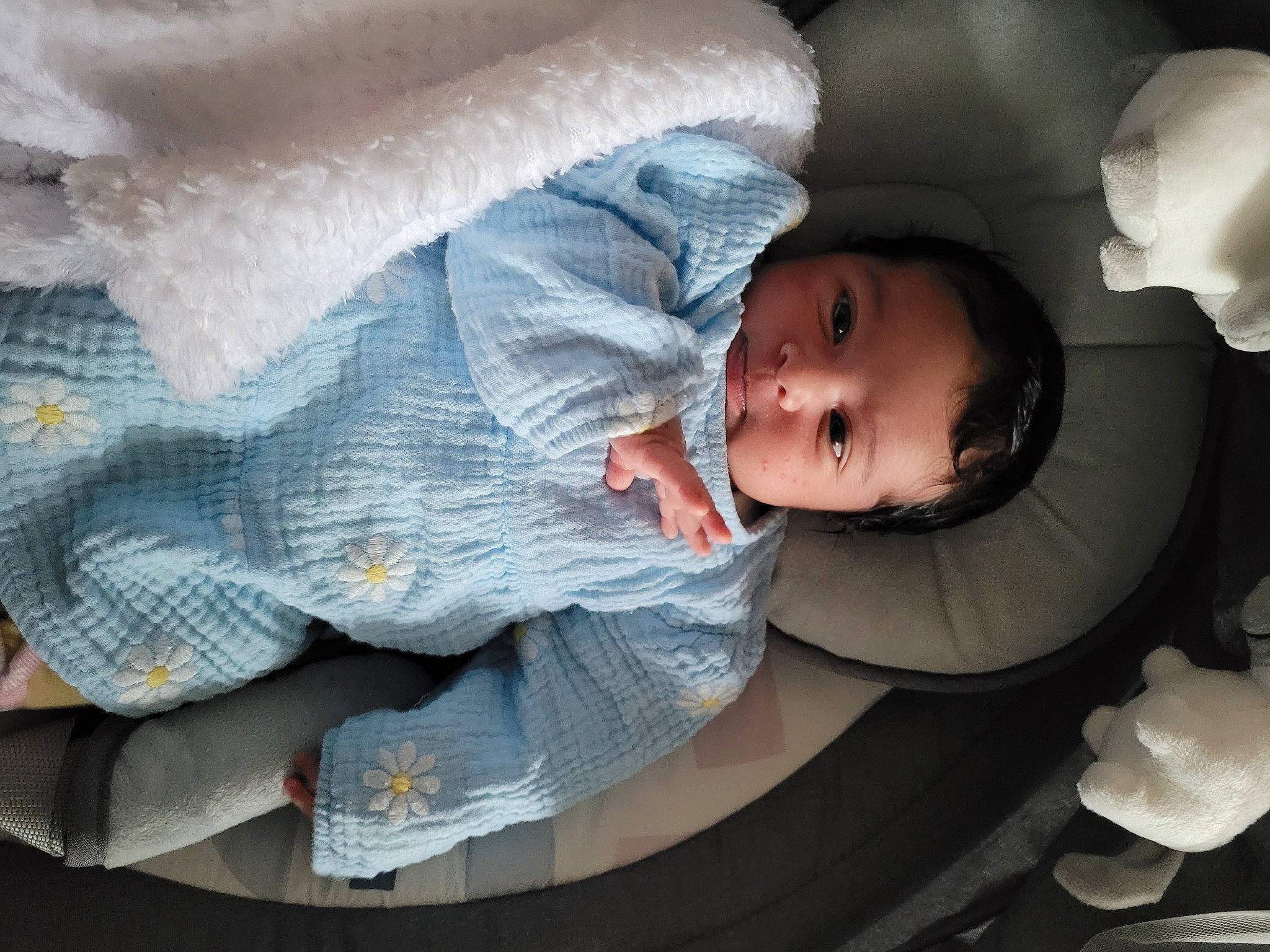 Kataleya participe au concours pour gagner de l'argent avec cette photo : baby, baby_carriage, baby_products, baby_toddler_clothing, cheek, child, comfort, flash_photography, hat, linens, mouth, nose, person, sitting, sleep, toddler