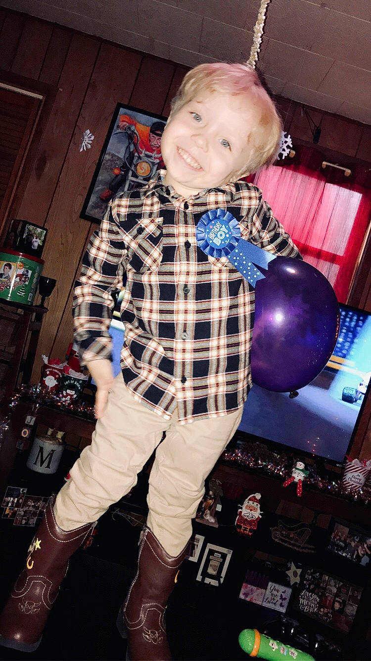 Ezekiel joined the competition — help win amazing prizes! baby_toddler_clothing, balloon, boot, child_model, cool, joy, knee_high_boot, party_supply, person, plaid, tartan