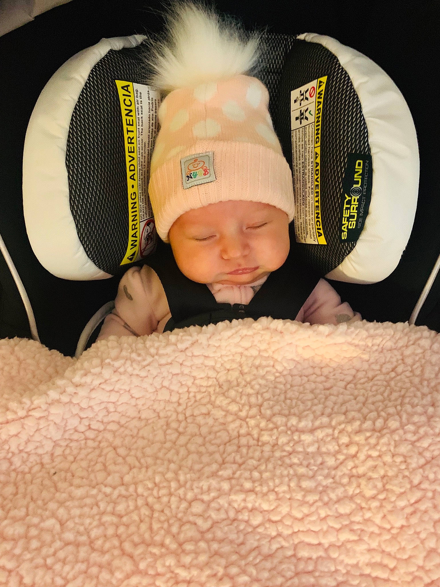 Charlotte joined the competition — help win amazing prizes! baby, beanie, bonnet, cap, child, ear, eye, fashion_accessory, head, headgear, headwear, knit_cap, person, product, skin, smile, toddler, yellow