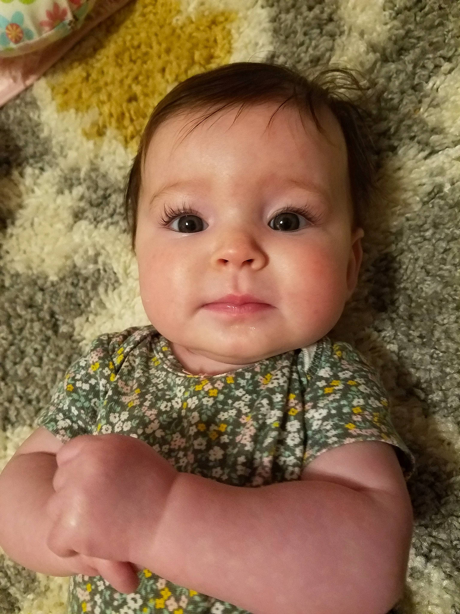 Adilyn is registered to the contest to win money with this photo: baby, cheek, child, chin, eye, face, head, iris, lip, nose, person, portrait, skin, smile, toddler