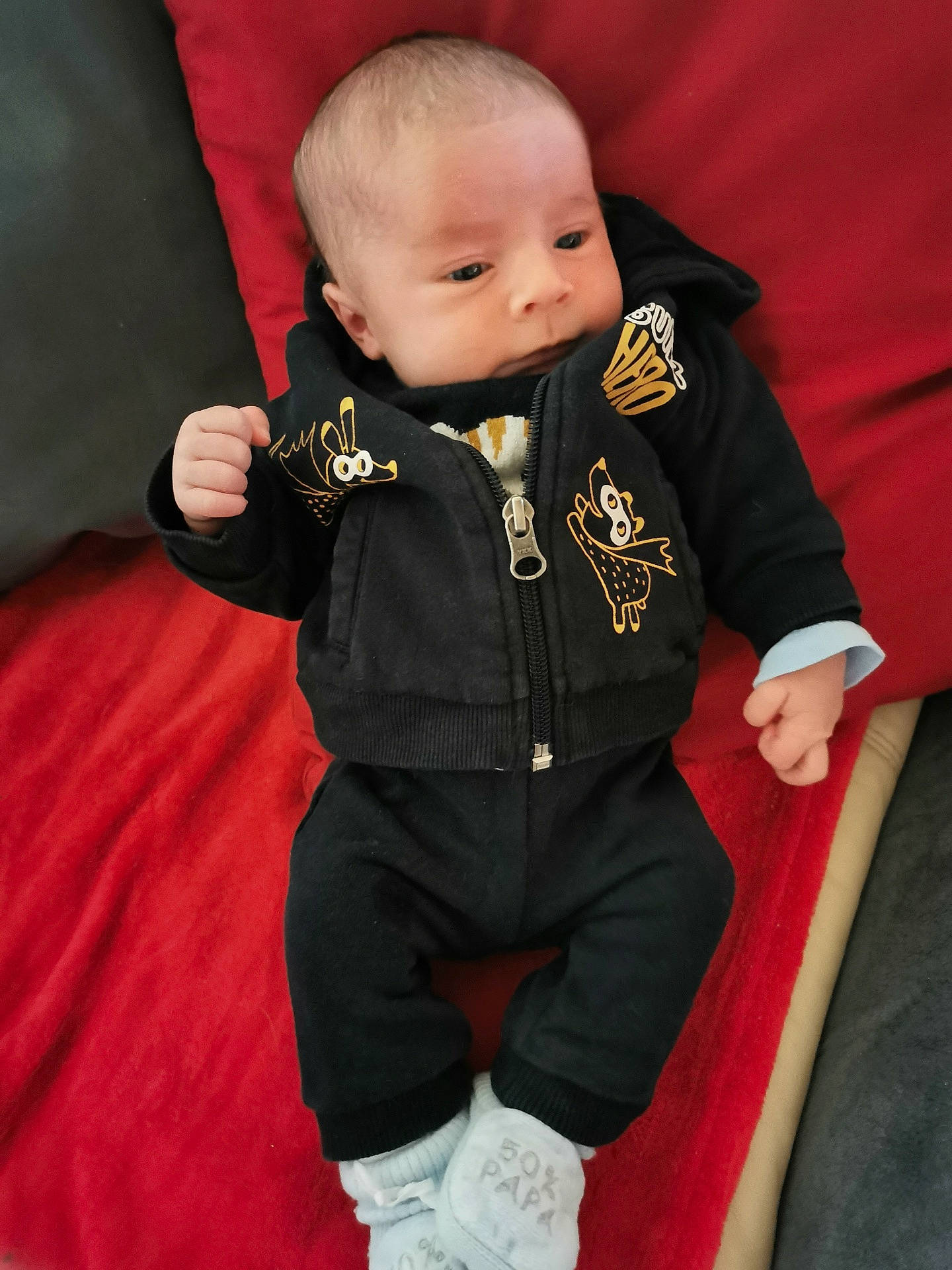 Lyès a rejoint le concours — aidez-le/la à gagner de superbes lots ! baby, baby_products, baby_toddler_clothing, cheek, child, collar, comfort, eye, finger, formal_wear, fun, gesture, hair, head, jacket, leg, person, sitting, sleeve, suit