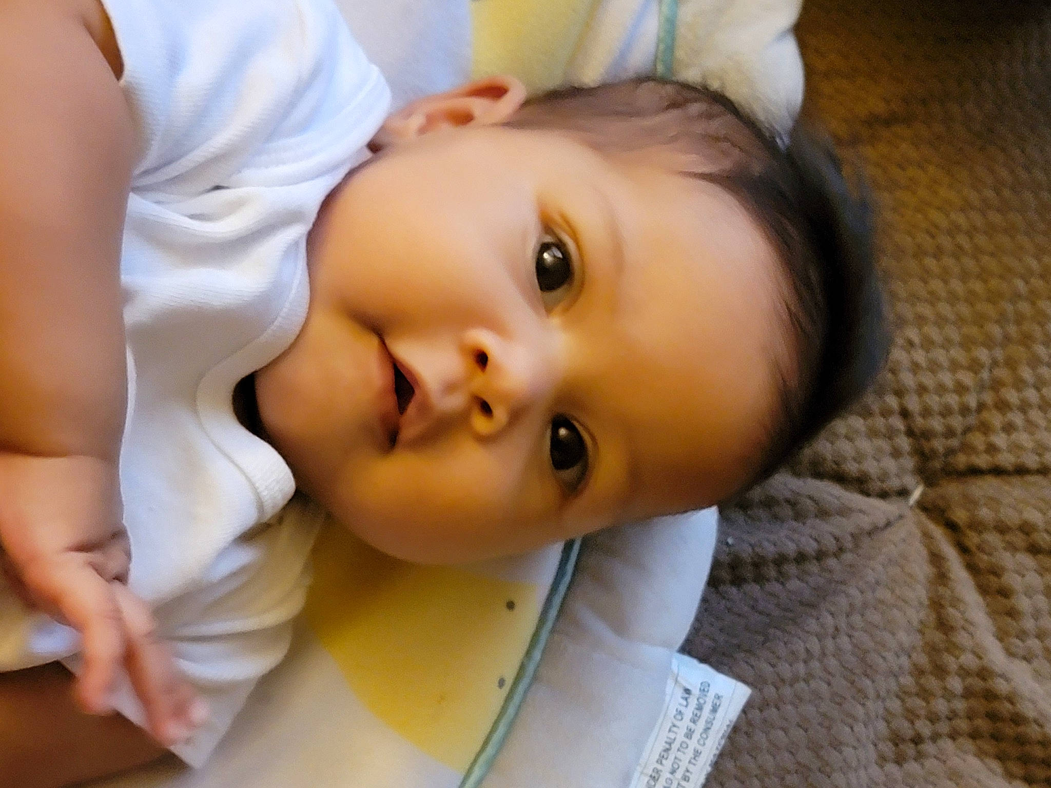 Maya is registered to the contest to win money with this photo: baby, baby_toddler_clothing, cheek, child, chin, ear, eye, eyebrow, eyelash, forehead, fun, happy, iris, lip, mouth, nose, person, portrait_photography, skin, toddler