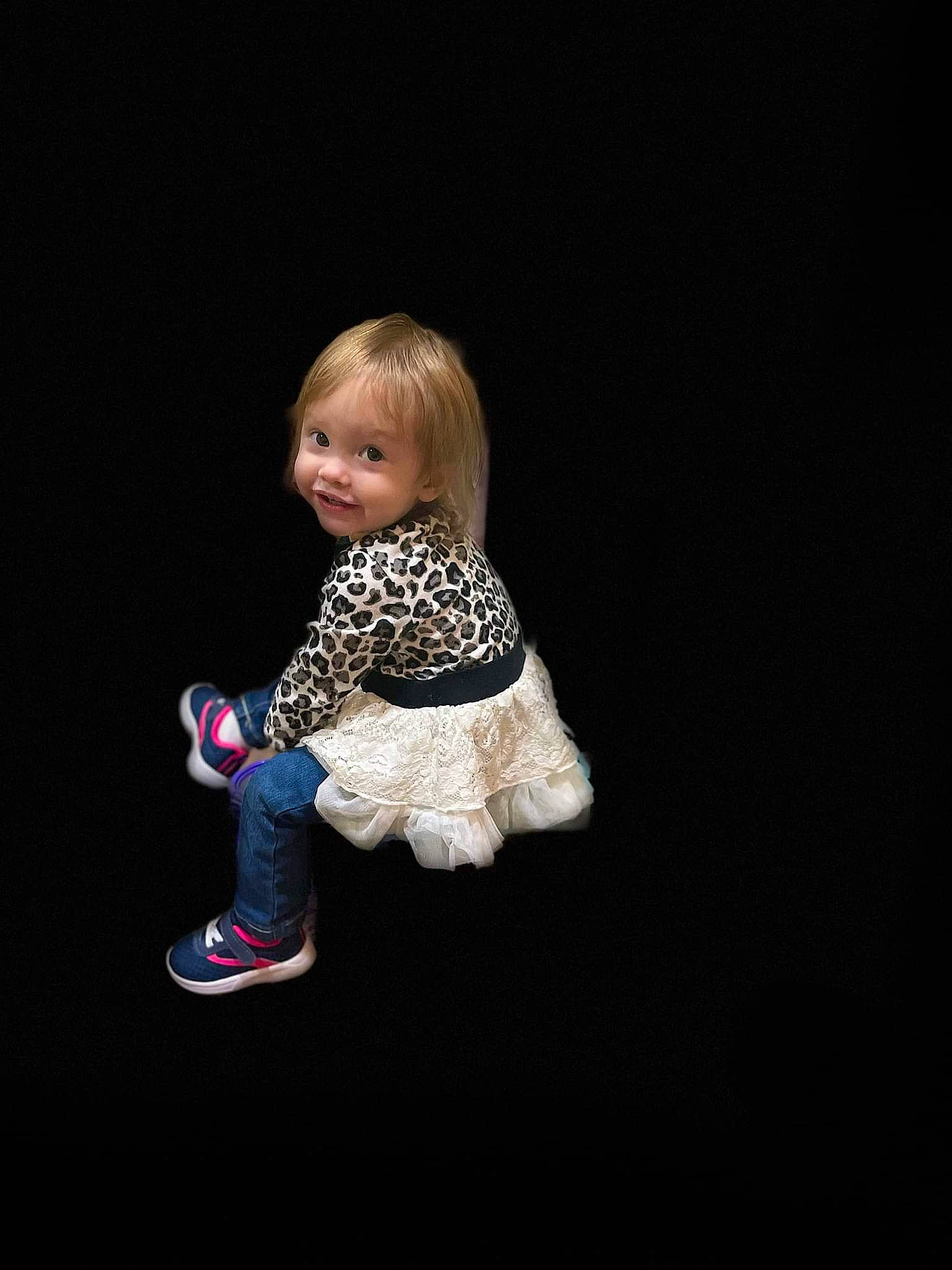 Percilla is registered to the contest to win money with this photo: baby_toddler_clothing, child, denim, doll, fashion_design, flash_photography, flooring, footwear, fun, human_leg, jeans, knee, leg, pattern, person, sitting, sleeve, smile, toddler, toy