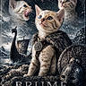 kitten, viking, fur_cloak, medallion, ship, sea, stormy_sky, mountains, helmet, shield, norwegian_design, fantasy, dramatic, portrait, animal, cat, epic, mythology, battle, adventure