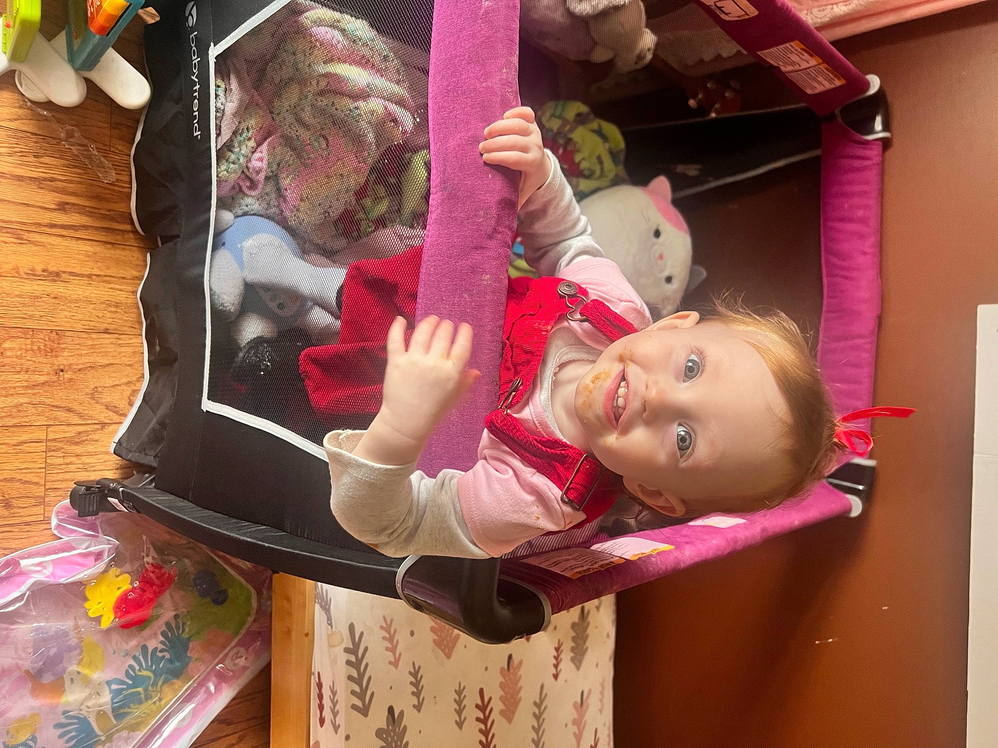 Jemma is registered to the contest to win money with this photo: baby, baby_products, baby_toddler_clothing, child, fun, happy, magenta, person, pink, play, room, toddler