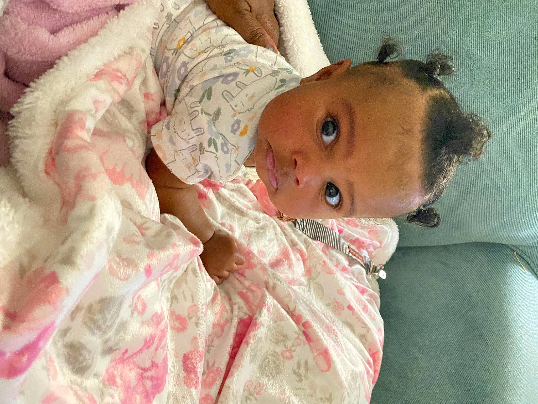 Caelia is registered to the contest to win money with this photo: abdomen, baby, baby_products, baby_toddler_clothing, bed, bedding, bedtime, cheek, chest, child, comfort, eyebrow, eyelash, human_body, iris, linens, lip, nose, person, skin