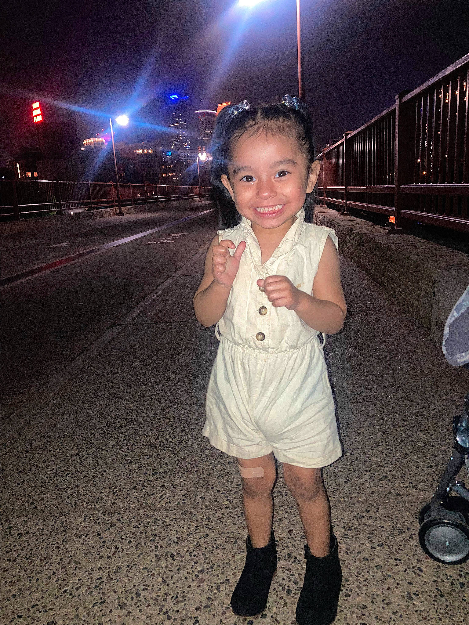 Aubrianna joined the competition — help win amazing prizes! cool, electric_blue, electricity, event, fashion, flash_photography, fun, gesture, hairstyle, happy, human_leg, joy, leg, lens_flare, midnight, person, sky, smile, standing, thigh