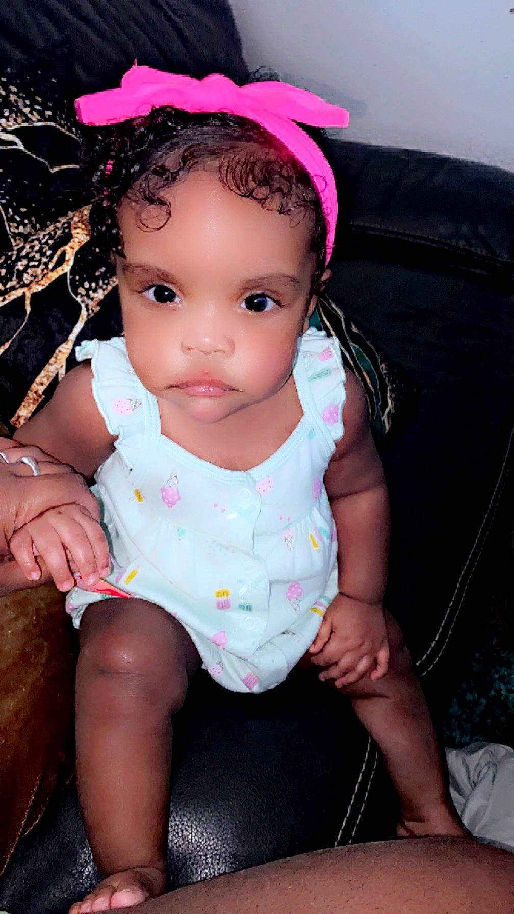 Cambria joined the competition — help win amazing prizes! baby, baby_toddler_clothing, black, cheek, child, costume_hat, eyelash, flash_photography, hairstyle, headpiece, lip, magenta, organ, pattern, person, pink, purple, skin, sleeve, toddler