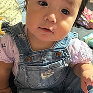 Natalie joined the competition — help win amazing prizes! applique, baby, bodypart, child, clothing, face, female, finger, girl, hand, head, jeans, pants, pattern, person, photography, portrait, shorts, sitting, vest