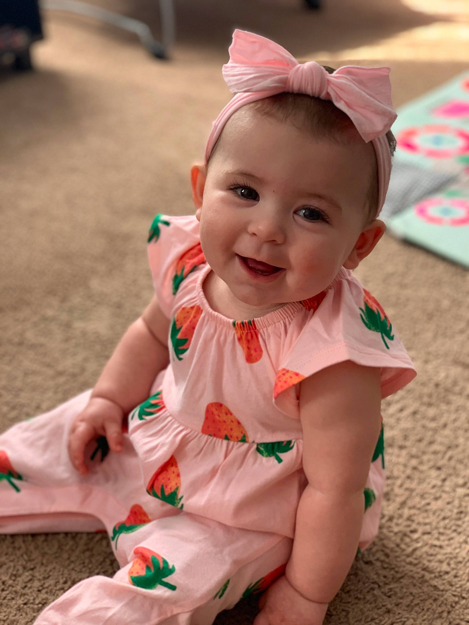Aurora joined the competition — help win amazing prizes! baby, baby_toddler_clothing, child, dress, event, eye, face, facial_expression, foot, fun, grass, happy, headband, human_leg, joy, person, pink, skin, sleeve, smile