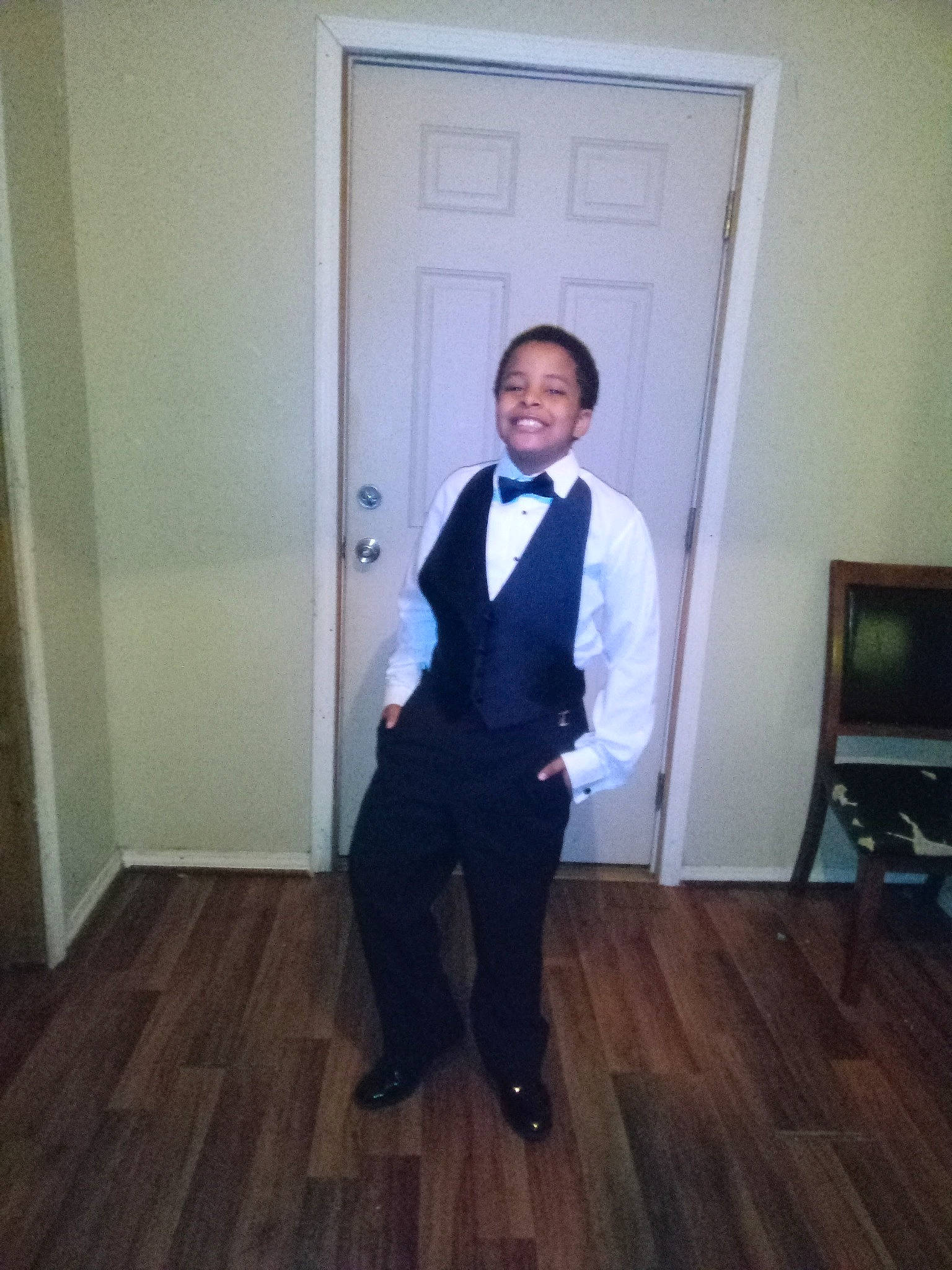 Brandon joined the competition — help win amazing prizes! blazer, collar, door, dress, dress_shirt, electric_blue, event, flash_photography, flooring, formal_wear, happy, hardwood, joy, person, sleeve, smile, standing, suit, tie, varnish