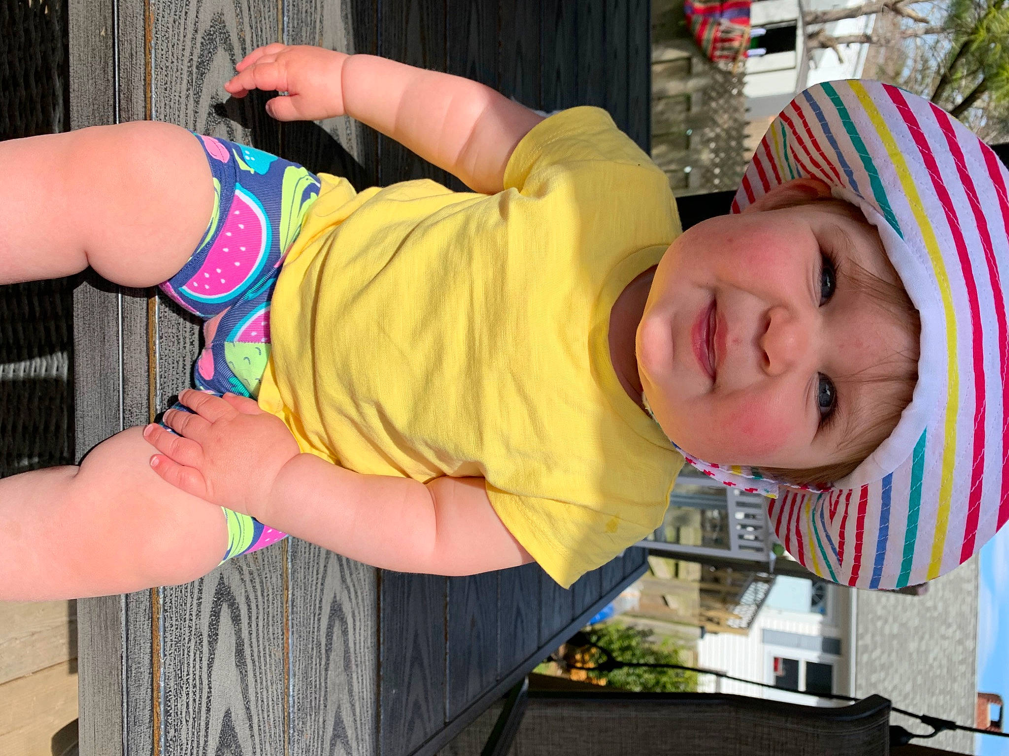Harlie is registered to the contest to win money with this photo: arm, child, hand, happy, headwear, leg, muscle, person, smile, toddler, trunk, vacation