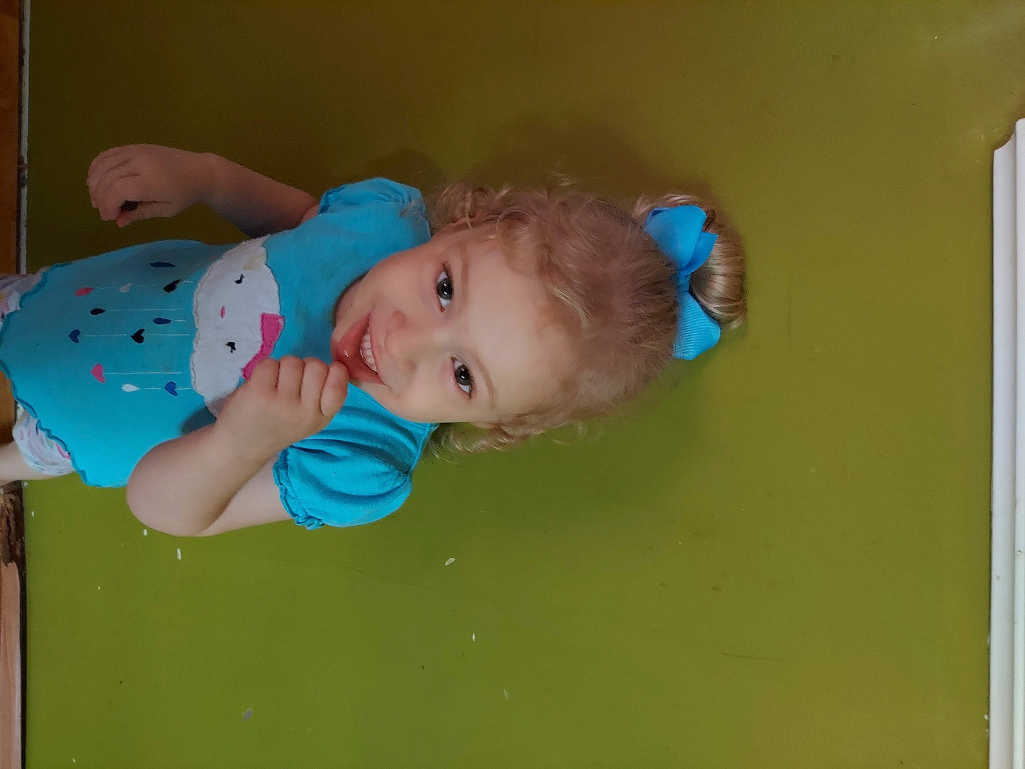 Baylee joined the competition — help win amazing prizes! baby, baby_products, baby_safety, baby_toddler_clothing, cheek, child, fun, happy, joy, person, room, sitting, smile, toddler, wood