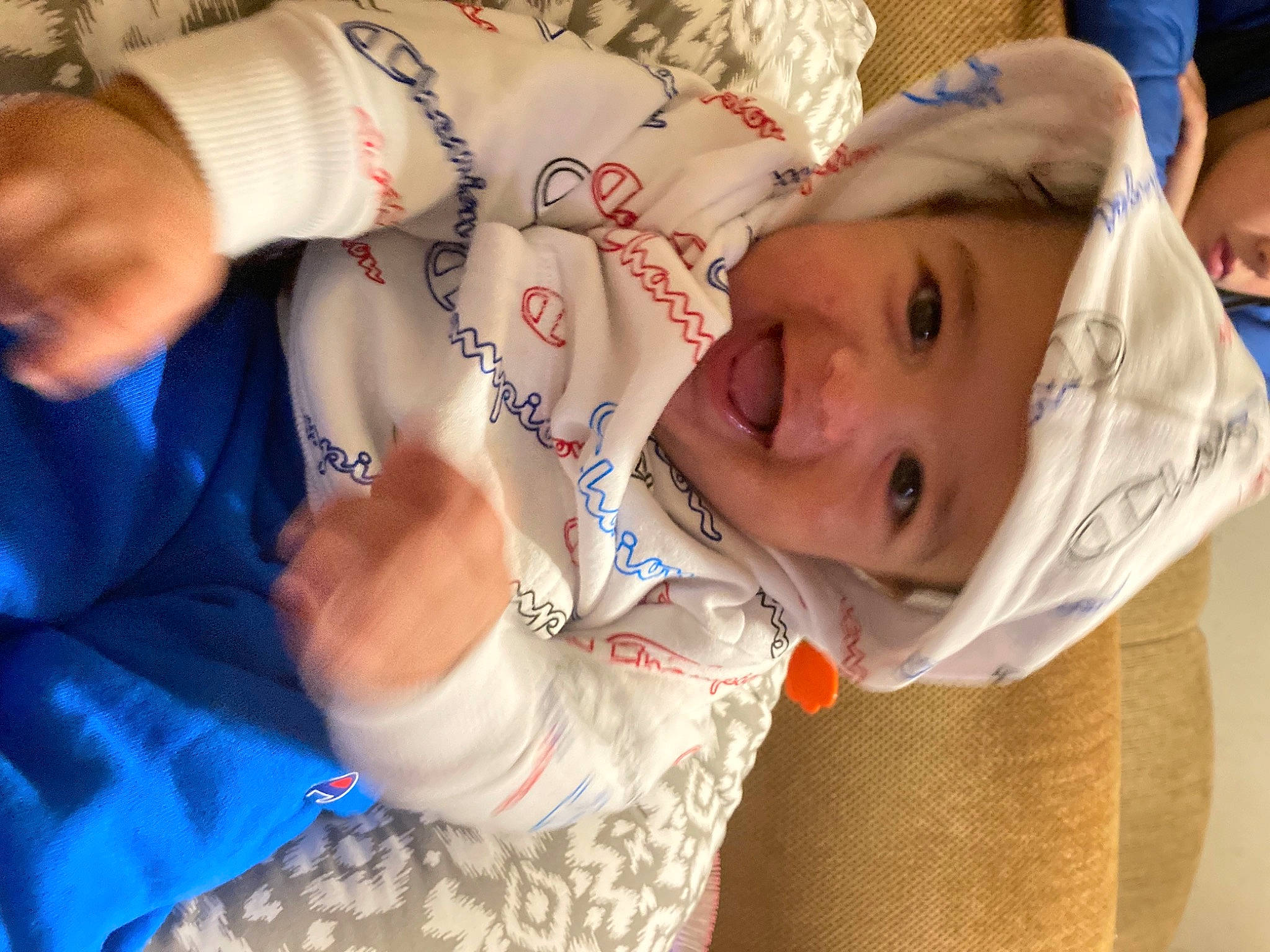 Douglas joined the competition — help win amazing prizes! baby, baby_toddler_clothing, cheek, child, ear, elbow, event, eye, fun, gesture, happy, headgear, headwear, mouth, nose, person, skin, sleeve, smile, thumb