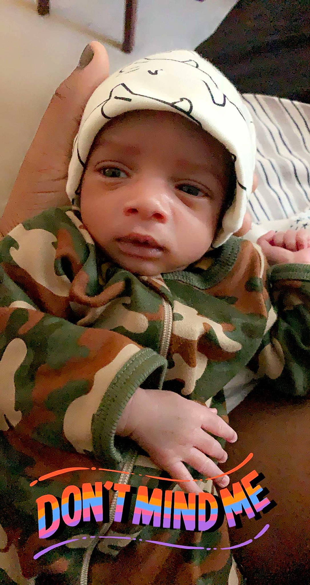 Kyri joined the competition — help win amazing prizes! baby, camouflage, child, headwear, military_camouflage, pattern, person, soldier, toddler