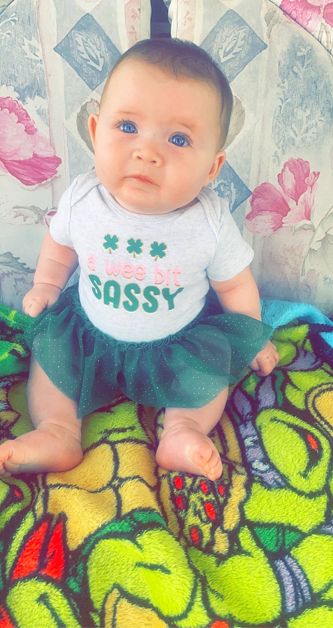 Genevieve joined the competition — help win amazing prizes! aqua, azure, baby, baby_toddler_clothing, cheek, cool, eye, face, finger, green, head, iris, organ, person, photograph, pink, skin, sleeve, t_shirt, textile