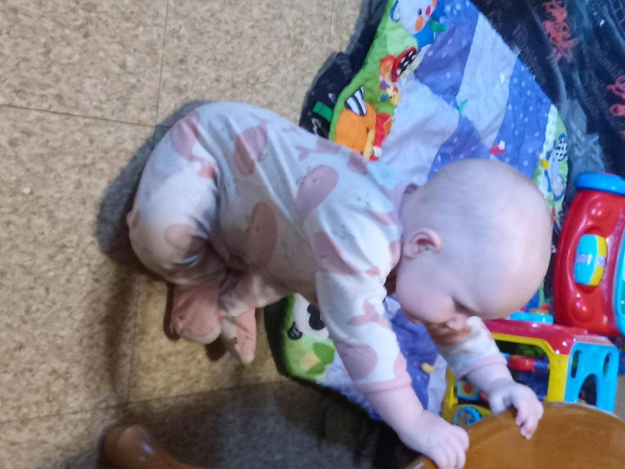 Saige is registered to the contest to win money with this photo: baby, baby_products, baby_toddler_clothing, baby_toys, chair, cheek, child, comfort, crawling, flooring, foot, fun, grass, leisure, person, play, room, sitting, skin, toddler