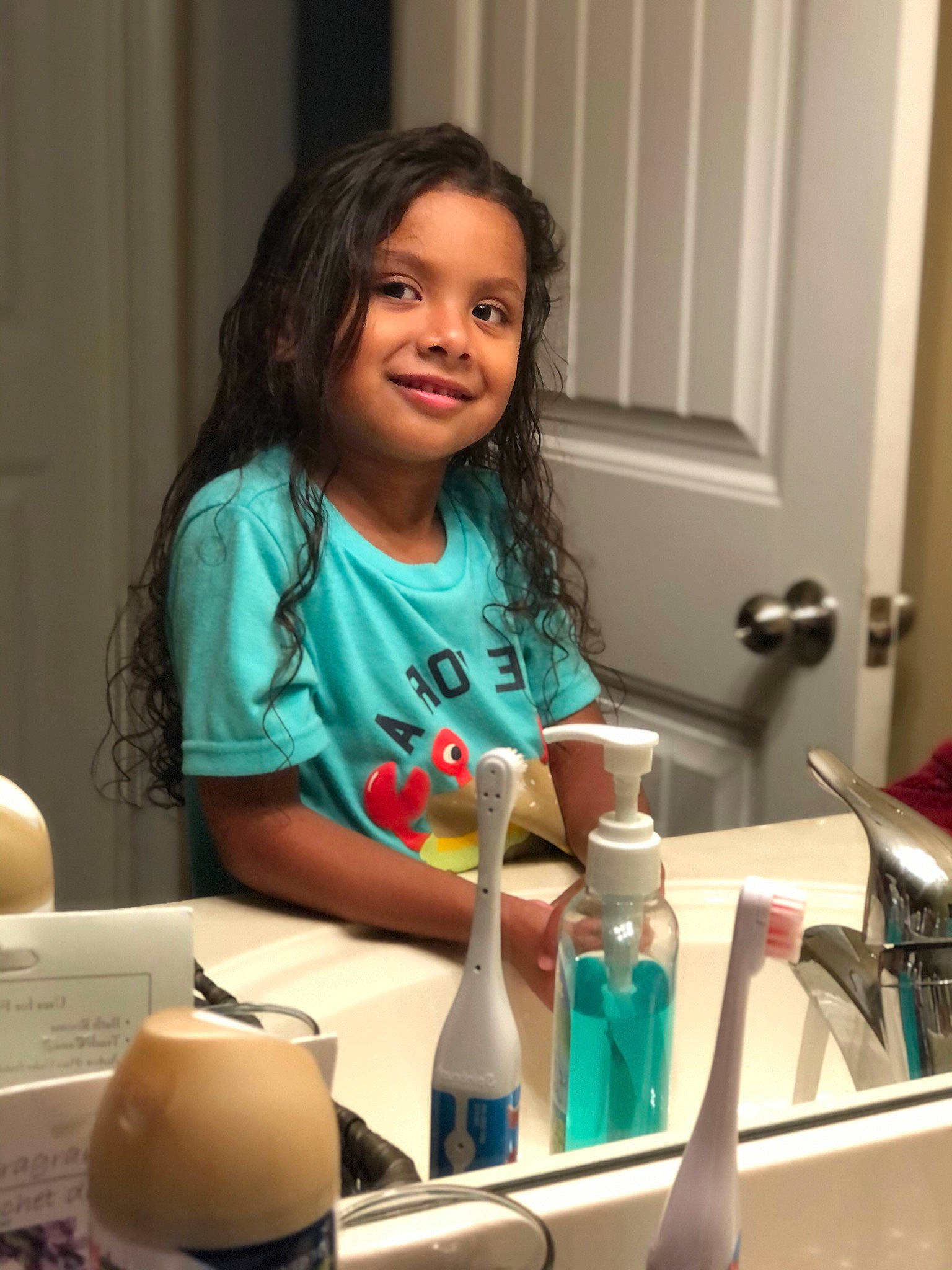 Adrian joined the competition — help win amazing prizes! beauty, bottle, door, drink, drinkware, event, fun, gas, happy, joy, nail, person, plastic_bottle, plumbing_fixture, room, science, sink, smile, t_shirt, tap