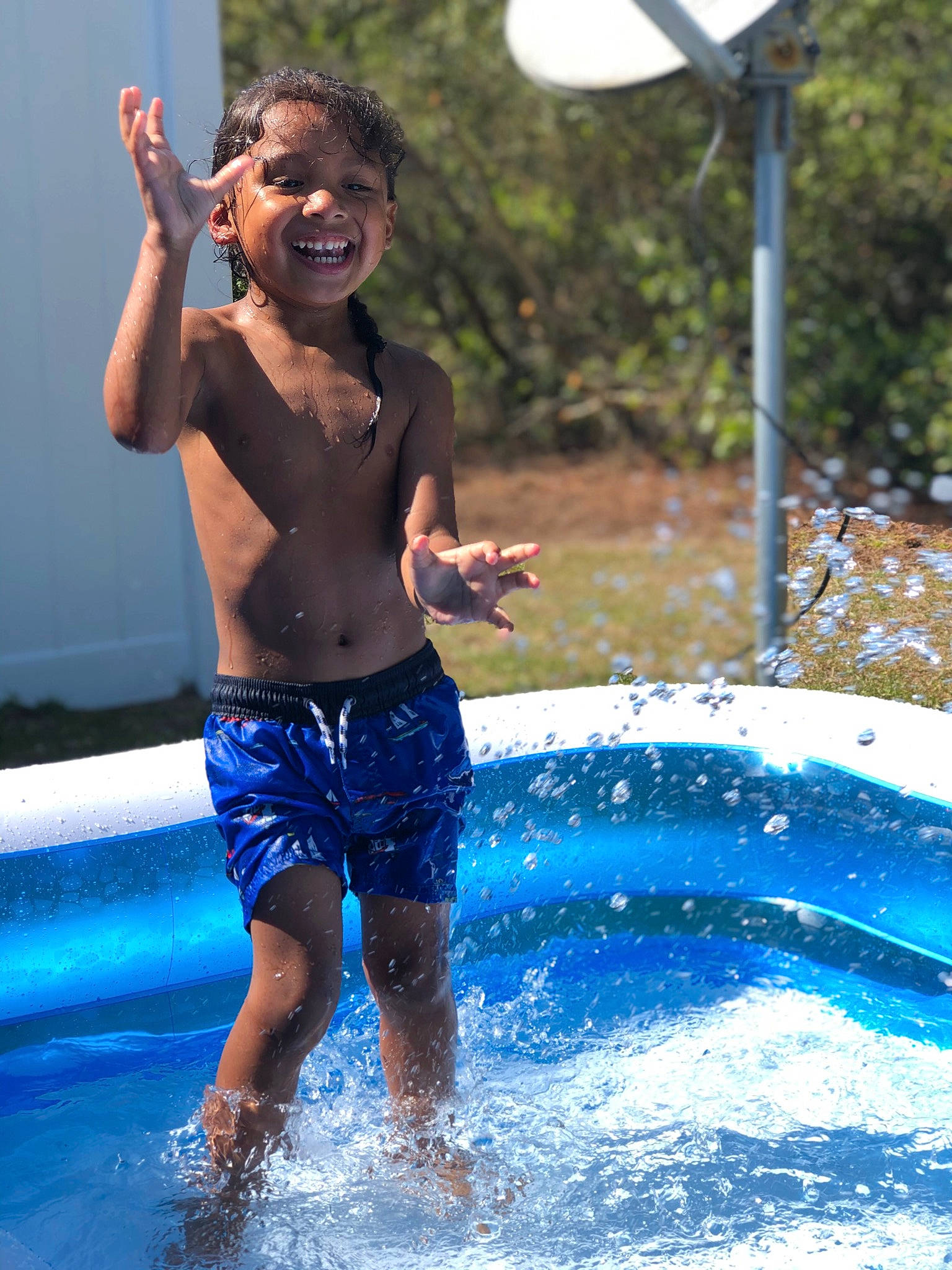 Adrian joined the competition — help win amazing prizes! barefoot, bathing, chest, child, fun, happy, joy, leisure, liquid, muscle, person, play, recreation, shorts, smile, standing, summer, swimming_pool, swimwear, toddler