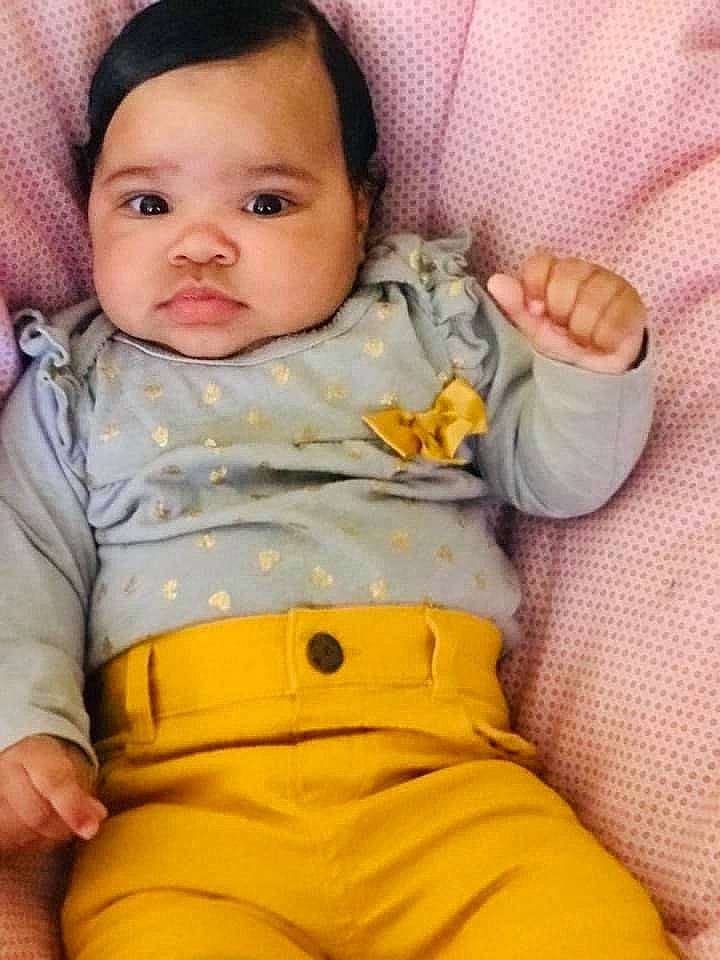 Melani is registered to the contest to win money with this photo: baby, cheek, child, person, skin, toddler, yellow