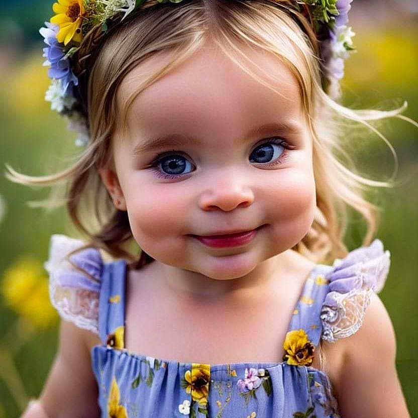 Luna is registered to the contest to win money with this photo: accessories, blonde, child, clothing, dress, face, female, flower, girl, hair, happy, head, headband, jewelry, person, petal, photography, plant, portrait, smile