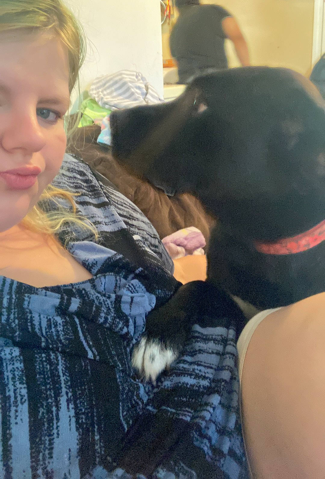 Kenya joined the competition — help win amazing prizes! canidae, carnivore, child, companion_dog, dog, dog_breed, ear, eyelash, fawn, fun, fur, gesture, guard_dog, happy, long_hair, sitting, skin, sporting_group, t_shirt, toddler