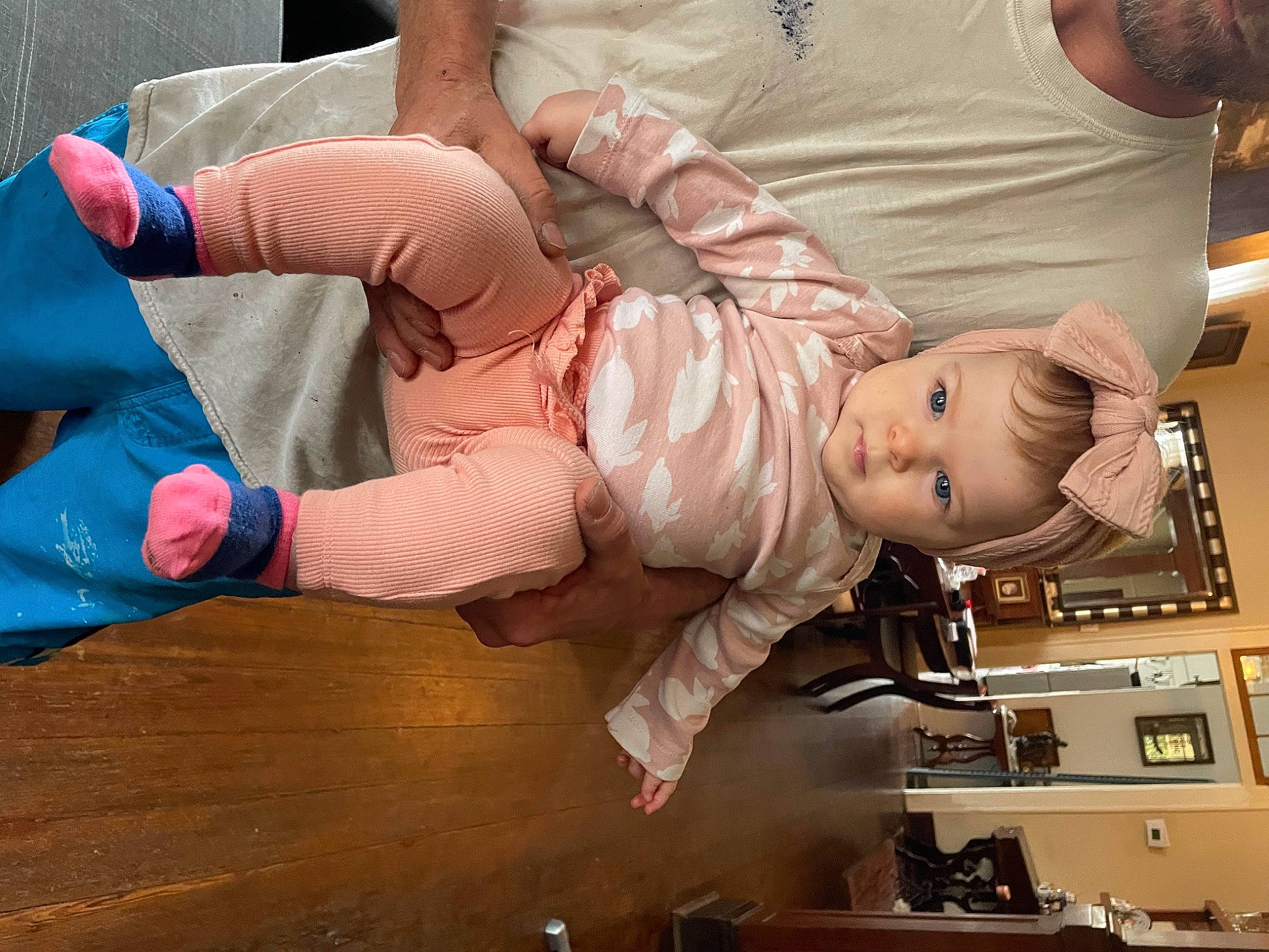 Charlotte is registered to the contest to win money with this photo: abdomen, arm, baby, baby_products, baby_toddler_clothing, child, costume, flesh, fun, happy, human_leg, knee, lap, pattern, person, room, sitting, smile, thigh, toddler