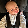Aleyah joined the competition — help win amazing prizes! baby, infant, car_seat, child, pacifier, white_clothing, straps, seatbelt, expression, face, hand, newborn, cute, indoors, fabric, sitting, closeup, safety, person, young