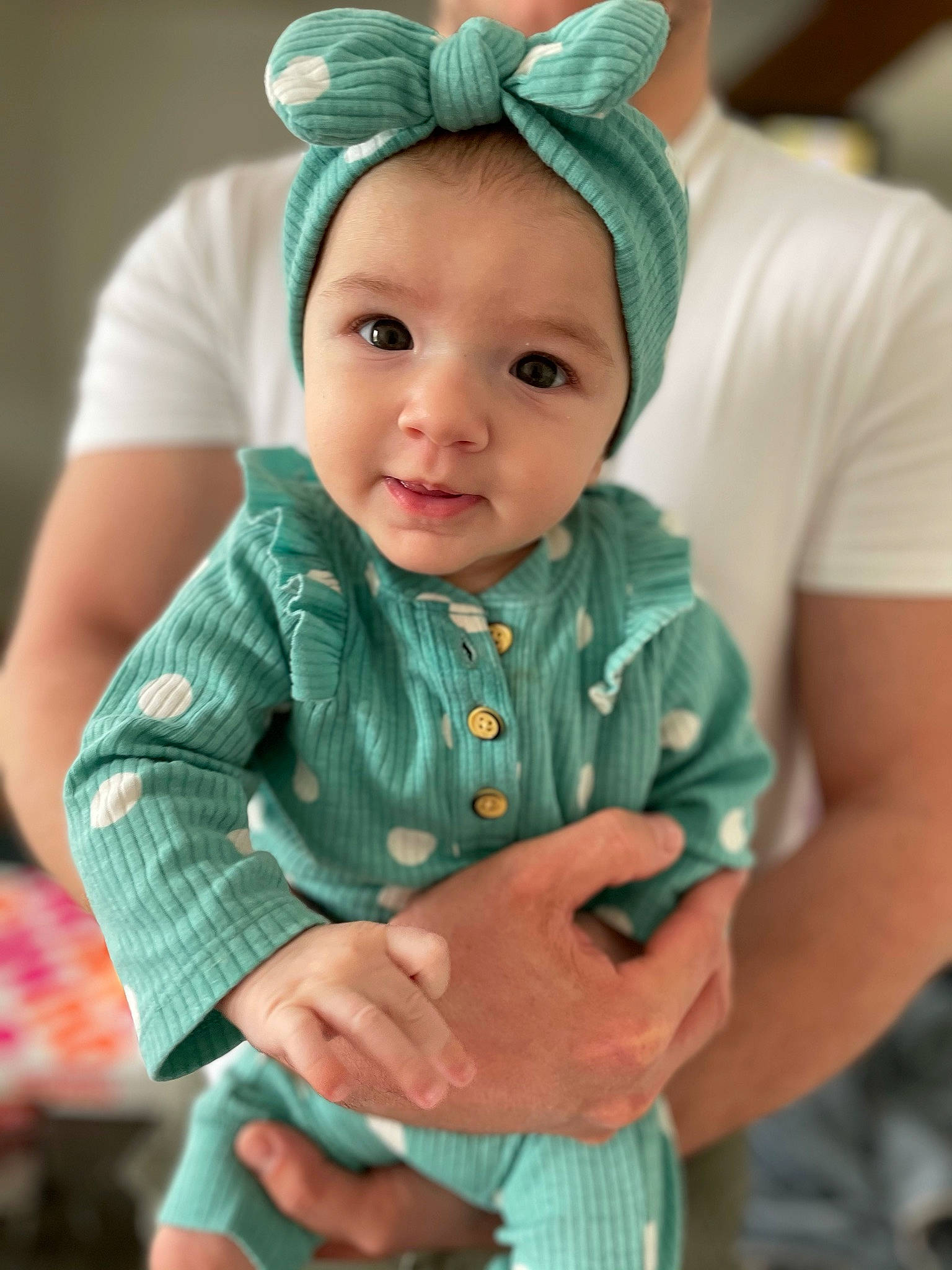 Dalia is registered to the contest to win money with this photo: baby, baby_toddler_clothing, cap, cheek, child, costume_hat, dress, eye, face, grass, green, hairstyle, happy, head, leaf, person, pink, skin, sleeve, smile