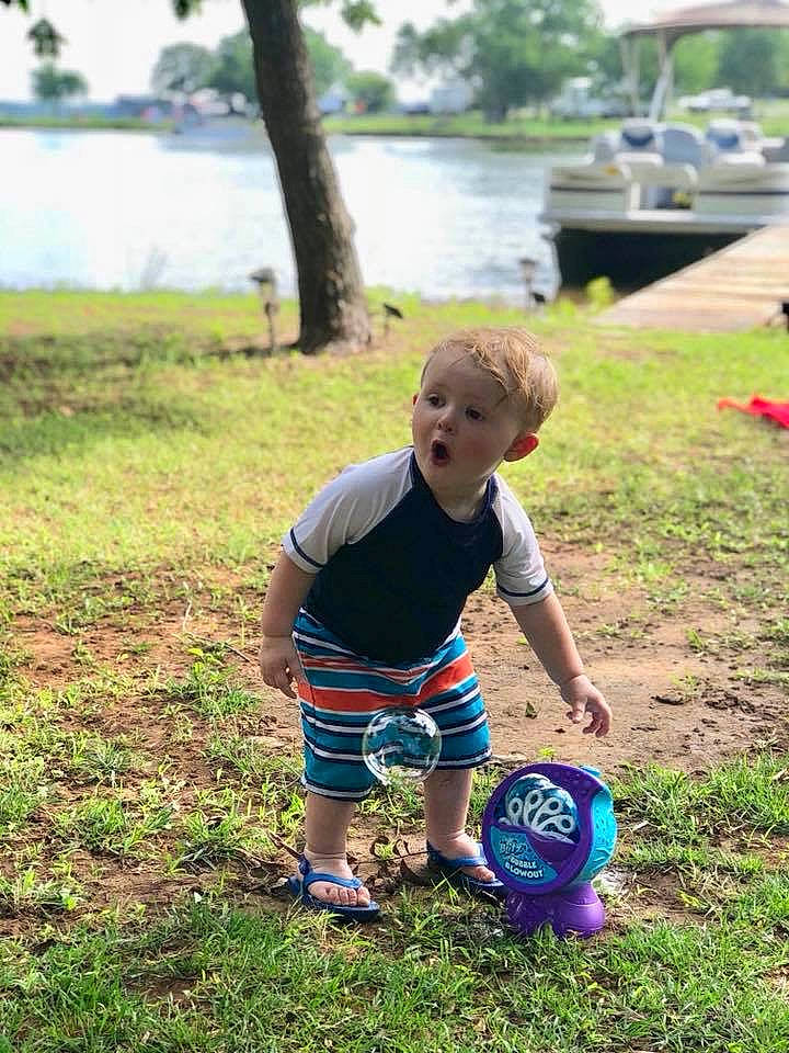 Benji joined the competition — help win amazing prizes! backyard, ball, child, fun, grass, lawn, male, people, person, plant, play, recreation, soil, style, summer, surprise, toddler, vacation