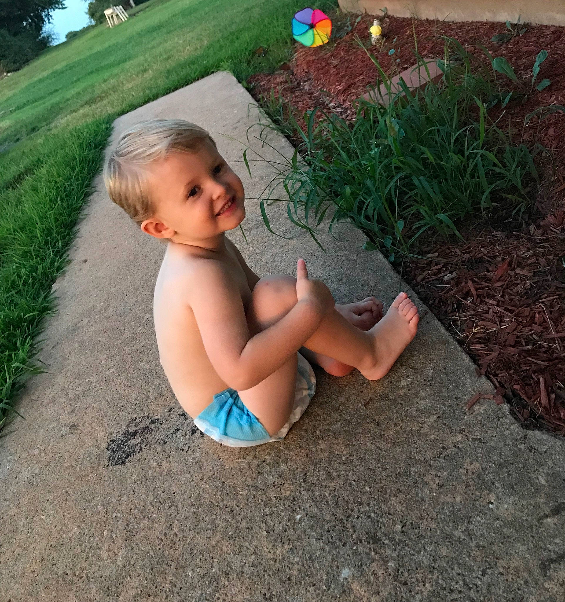 Benji joined the competition — help win amazing prizes! baby, barefoot, child, fun, grass, human_leg, joy, leg, leisure, person, photograph, photography, plant, play, sitting, smile, summer, toddler, tree, vacation