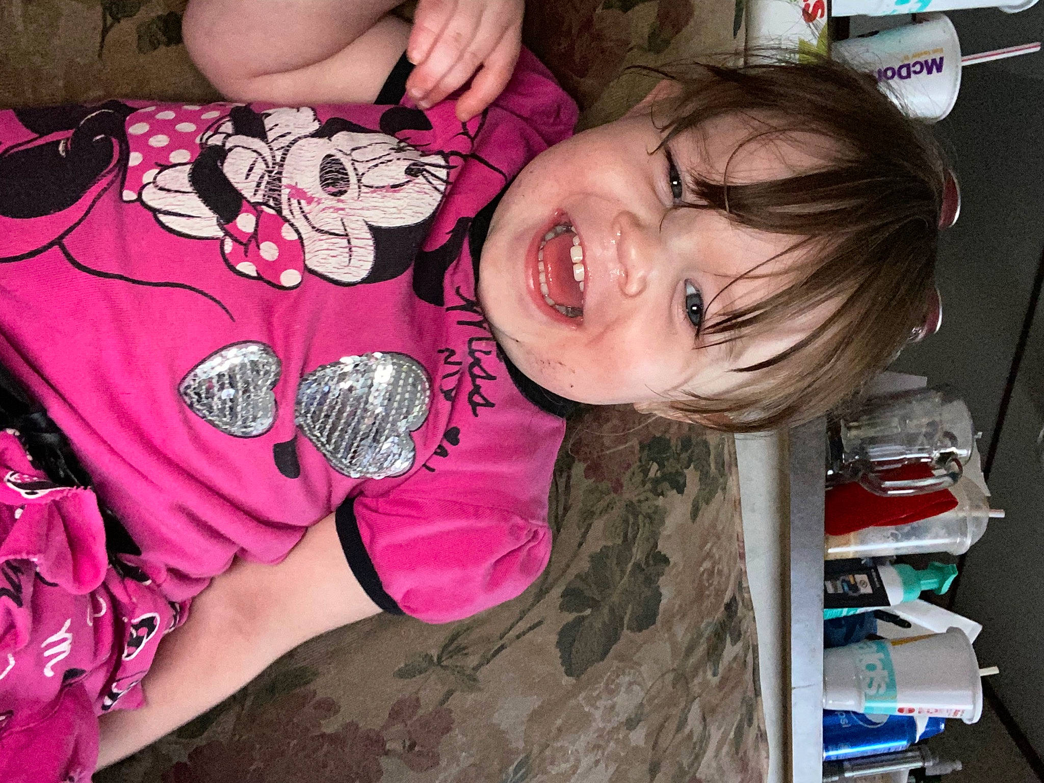 Dorothy is registered to the contest to win money with this photo: arm, beauty, child, cool, ear, happy, mouth, neck, party, person, pink, plant, play, t_shirt, toddler