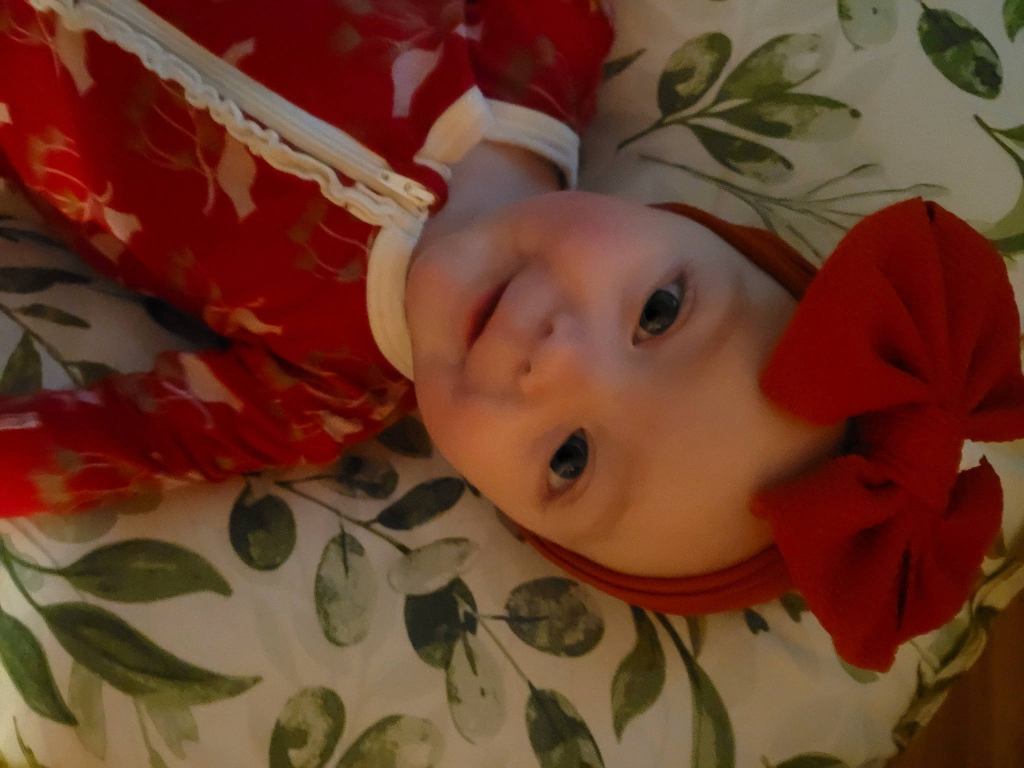 Presley joined the competition — help win amazing prizes! baby, baby_toddler_clothing, cheek, child, chin, close_up, eye, eyebrow, eyelash, happy, head, iris, leaf, lip, nose, pattern, person, skin, smile, textile