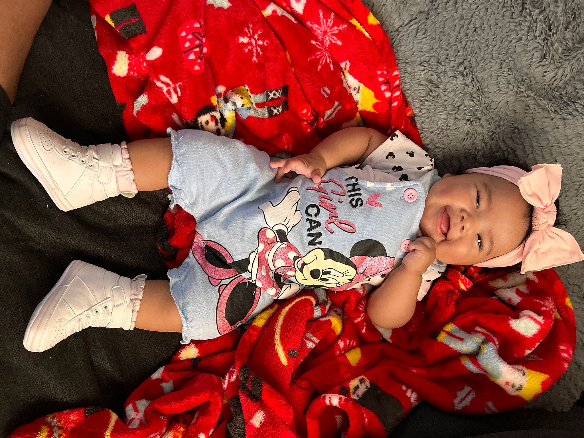 Adalynn joined the competition — help win amazing prizes! baby_toddler_clothing, carmine, child, comfort, event, facial_expression, fashion, gesture, hand, happy, headwear, human_leg, joy, lap, pattern, person, red, sitting, sleeve, textile