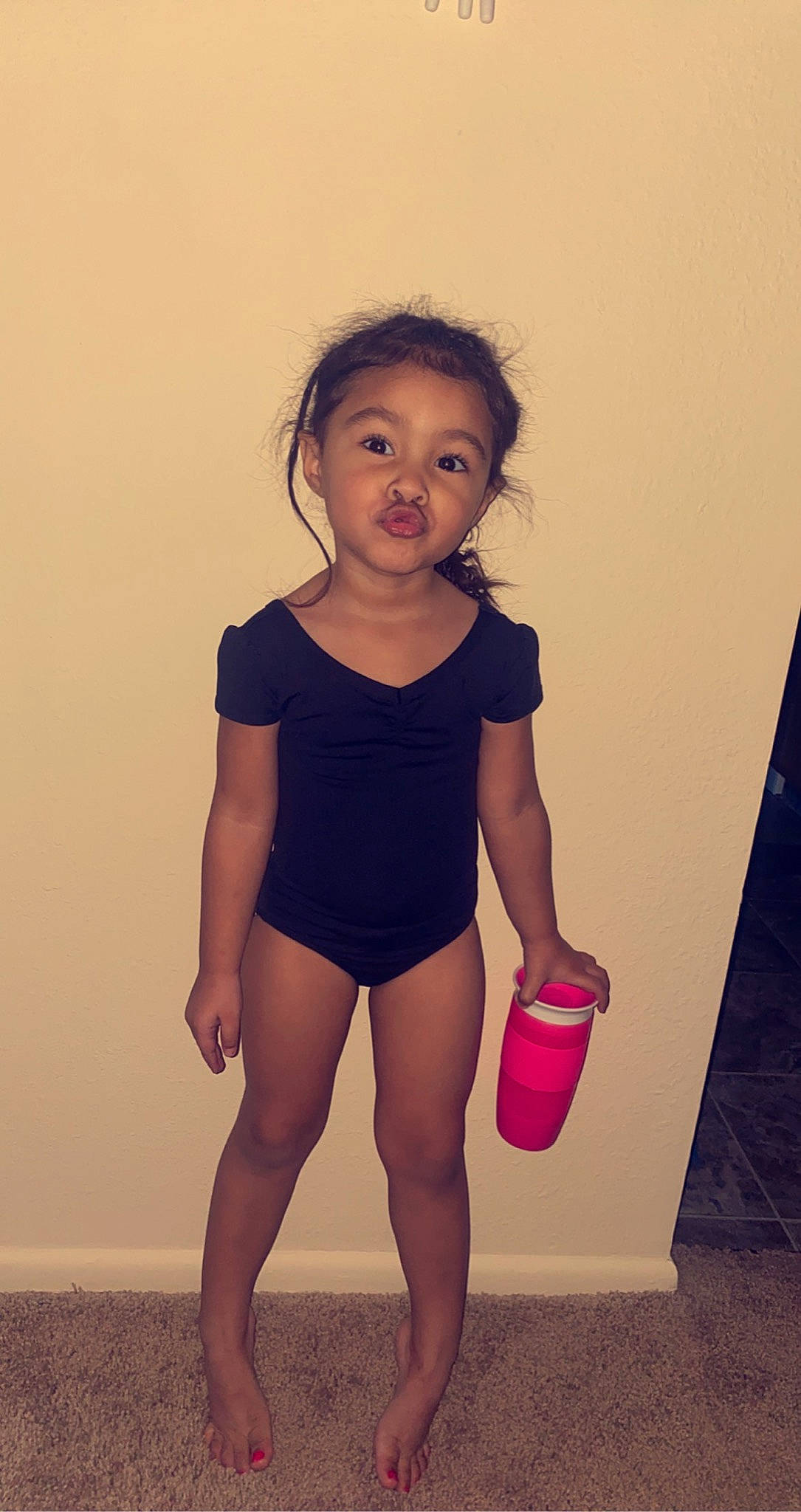 Nevaeh joined the competition — help win amazing prizes! baby_toddler_clothing, chin, face, gesture, hair, happy, joint, knee, leg, lip, neck, person, pink, shorts, shoulder, sleeve, standing, t_shirt, thigh, trunk