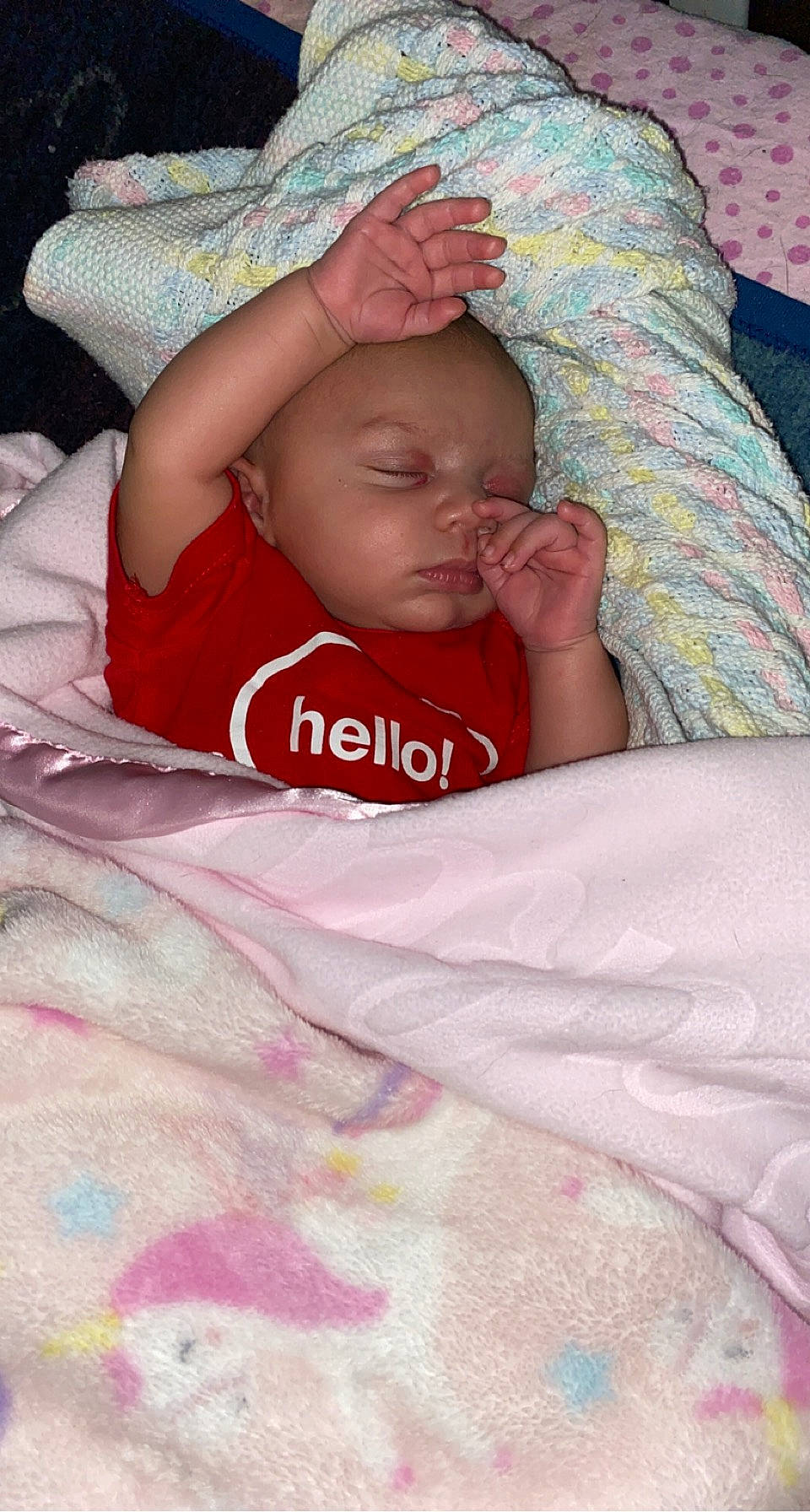 Oaklyn joined the competition — help win amazing prizes! baby, baby_products, baby_sleeping, baby_toddler_clothing, bedtime, cheek, child, comfort, eye, face, finger, head, linens, magenta, mouth, pattern, person, pink, skin, textile