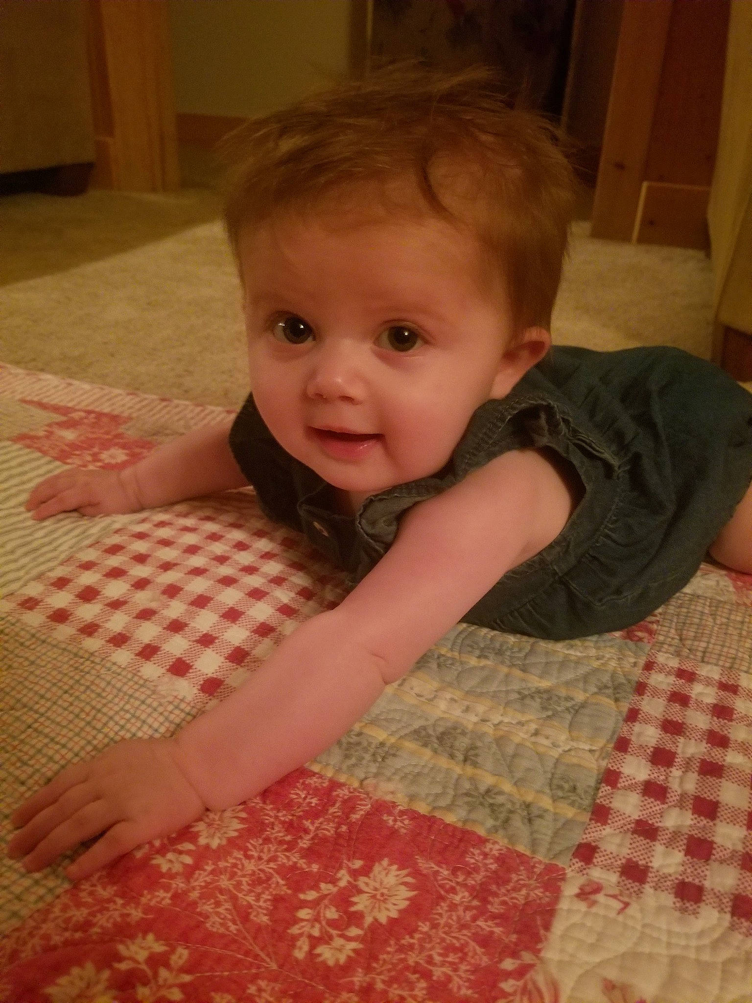 Viviana joined the competition — help win amazing prizes! baby, cheek, child, crawling, eye, face, floor, flooring, head, iris, lip, mouth, nose, pattern, person, skin, smile, textile, toddler