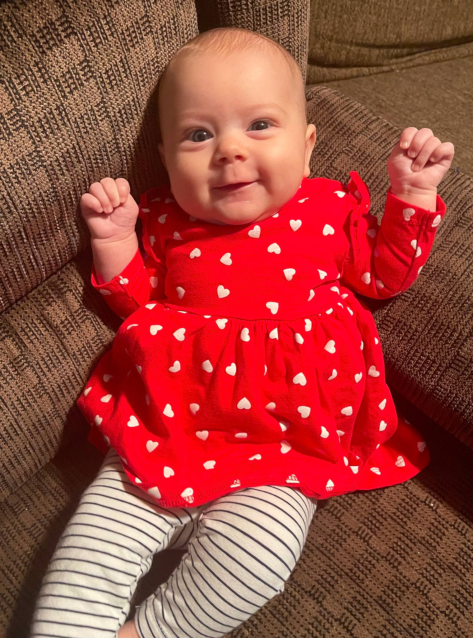 Elise joined the competition — help win amazing prizes! arm, baby, baby_toddler_clothing, cheek, chin, comfort, dress, eye, face, facial_expression, gesture, hand, head, joy, lip, neck, nose, person, skin, sleeve