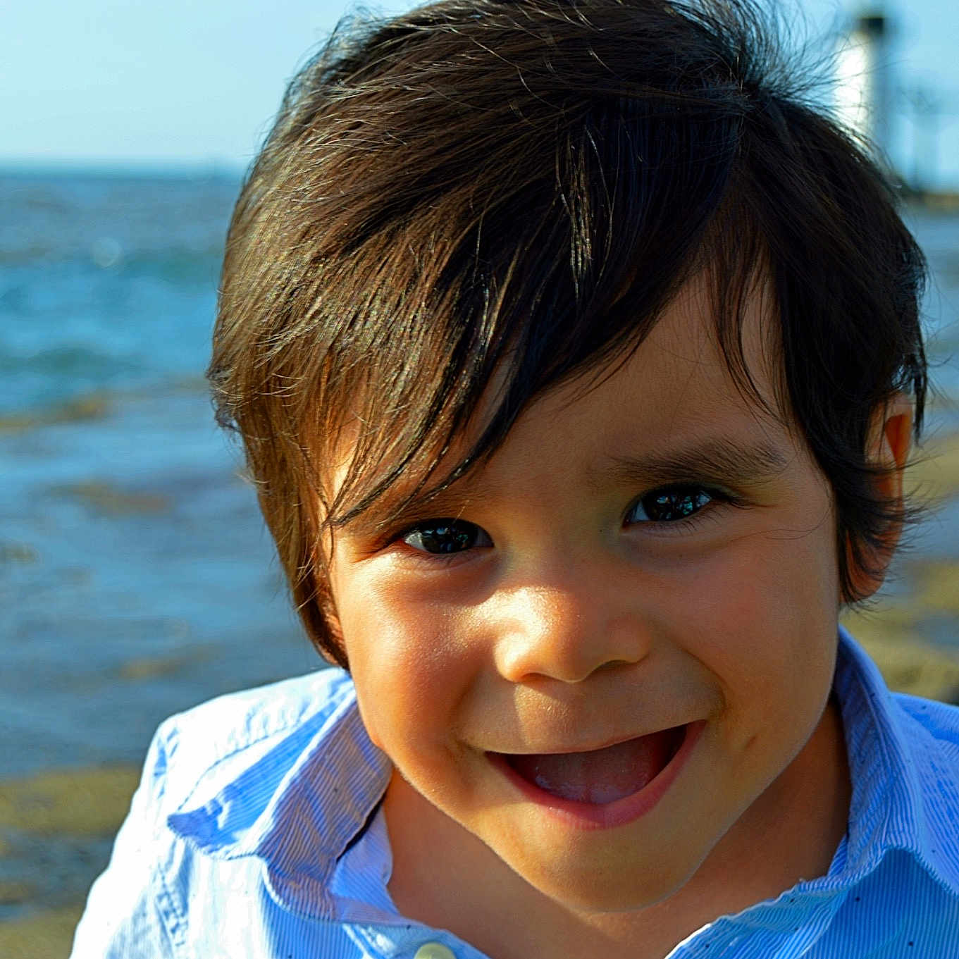 Jose joined the competition — help win amazing prizes! cheek, child, chin, eye, face, facial_expression, forehead, fun, hair, hairstyle, happy, head, joy, lip, nose, person, sea, skin, smile, summer