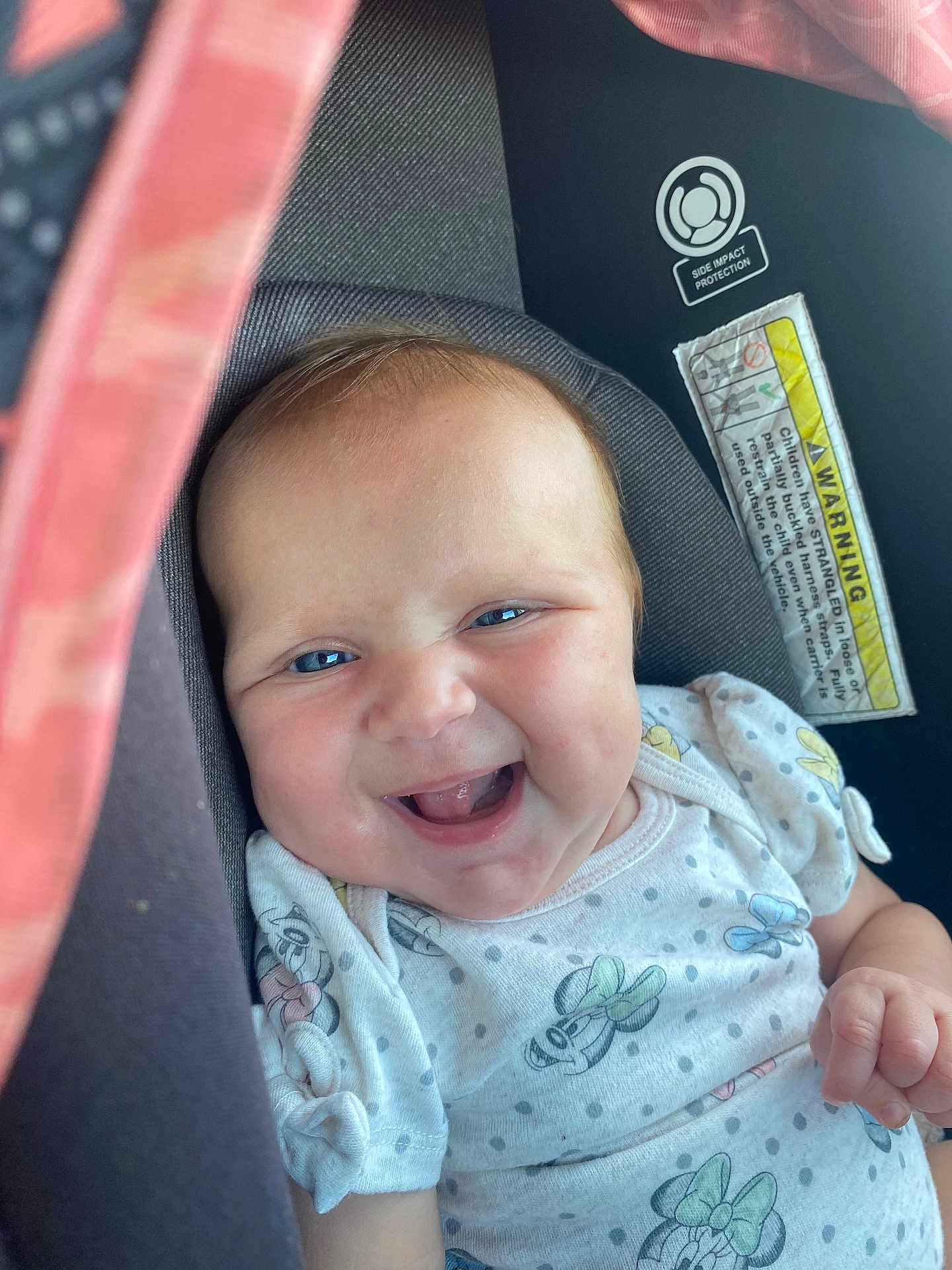 Scarlett joined the competition — help win amazing prizes! accessories, baby, babylaughing, bodypart, clothing, cushion, face, happy, head, homedecor, laughing, mouth, newborn, person, photography, portrait, selfie, smile, t_shirt, teeth