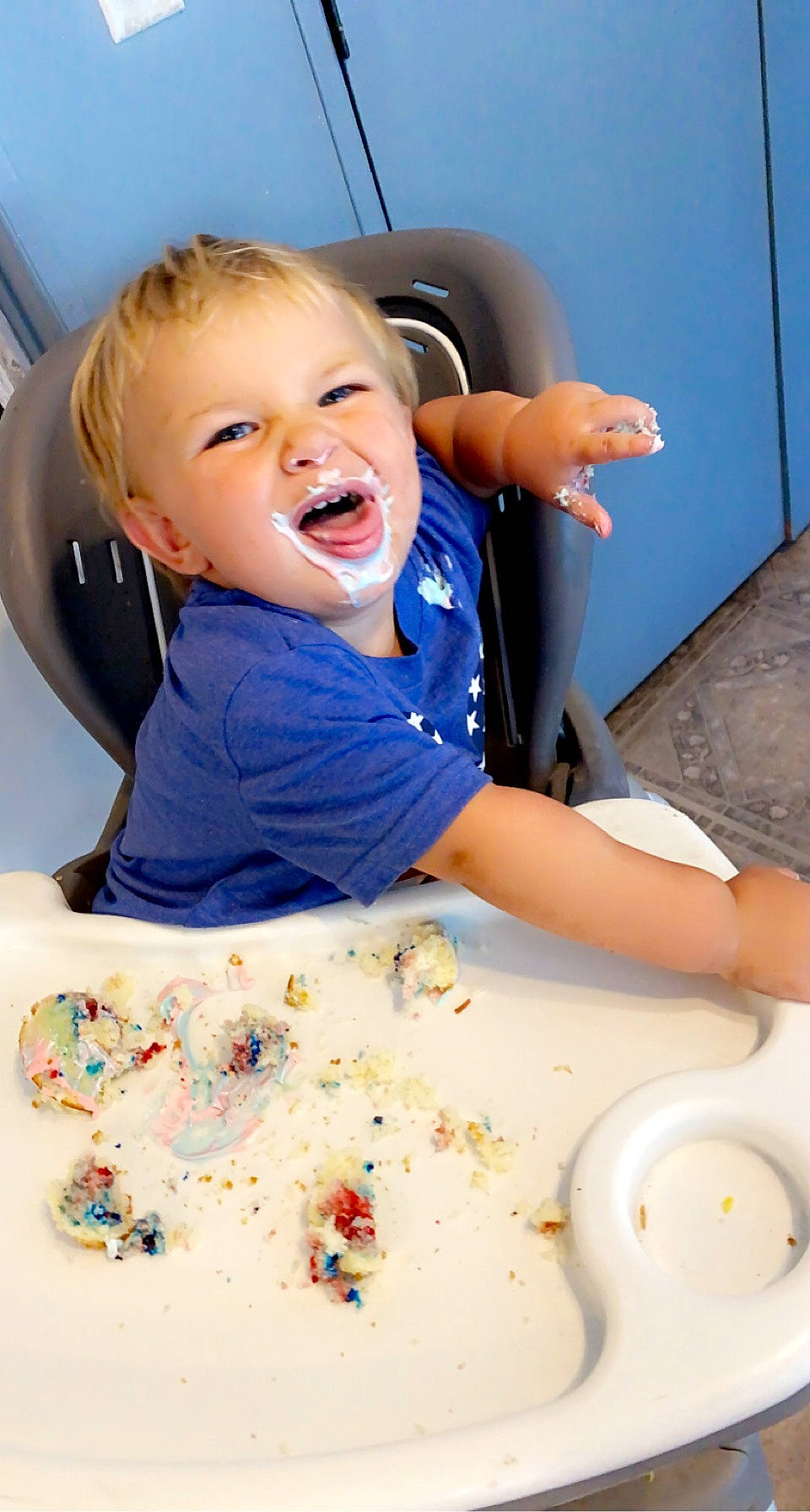 Jameson is registered to the contest to win money with this photo: baby, baby_toddler_clothing, beauty, chair, child, comfort, comfort_food, face, fun, happy, mouth, paint, person, play, room, sitting, skin, smile, t_shirt, toddler