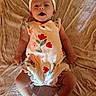 Blakely joined the competition — help win amazing prizes! baby, child, infant, smiling, onesie, headband, bow, lying_down, blanket, happy, cute, small, person, sock, floral_pattern, skin, face, hands, legs, indoors