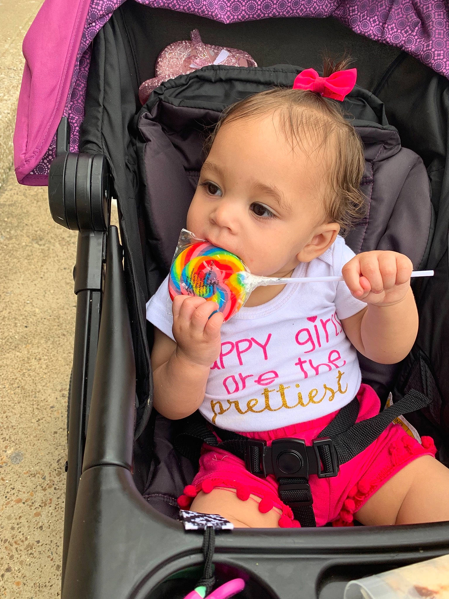 Maisyn is registered to the contest to win money with this photo: baby, baby_carriage, baby_in_car_seat, baby_products, car_seat, cheek, child, person, pink, product, sitting, skin, toddler